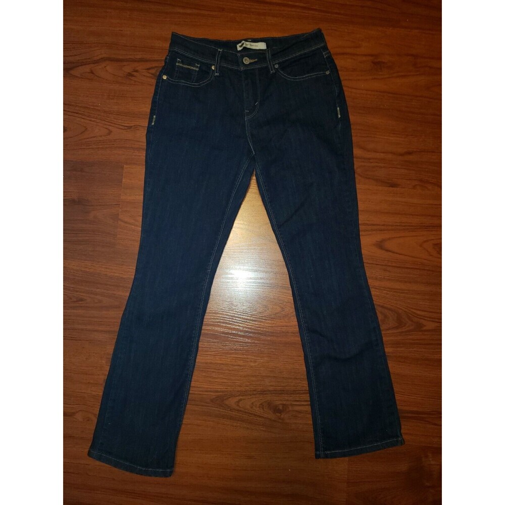 Levis 515 Boot Cut Jeans Sz 4 S/C Dark Blue Wash Flap Pockets 29" L Stretch